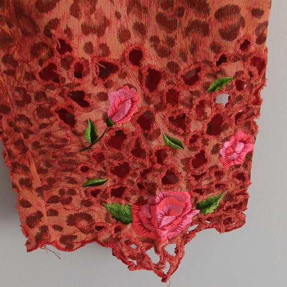 Blumarine Animal Print Floral Embroidered Cropped Jeans #1987 - Picture 5 of 9